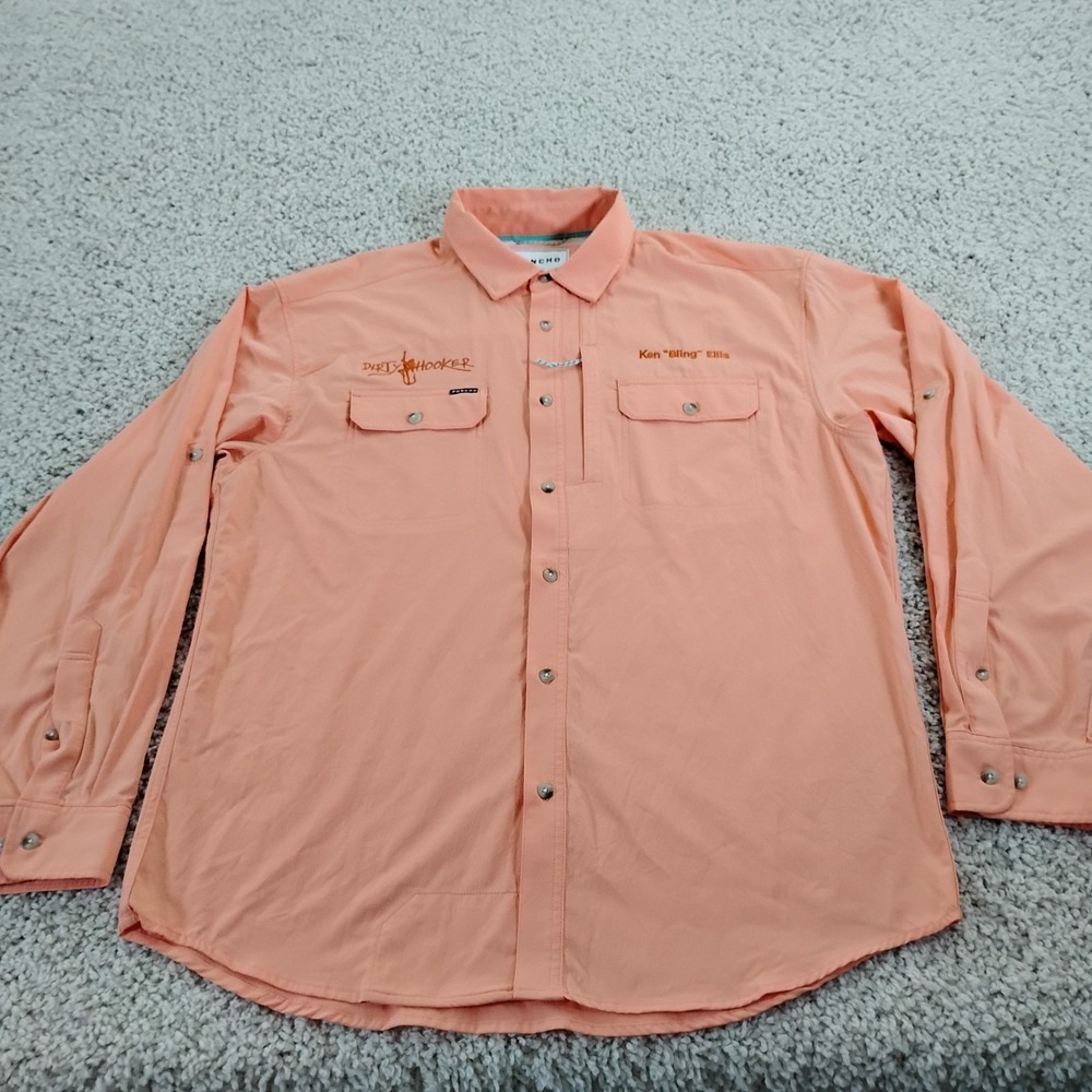 Poncho Shirt Mens Large Orange Regular Performance Fishing Button Dirty Hooker A